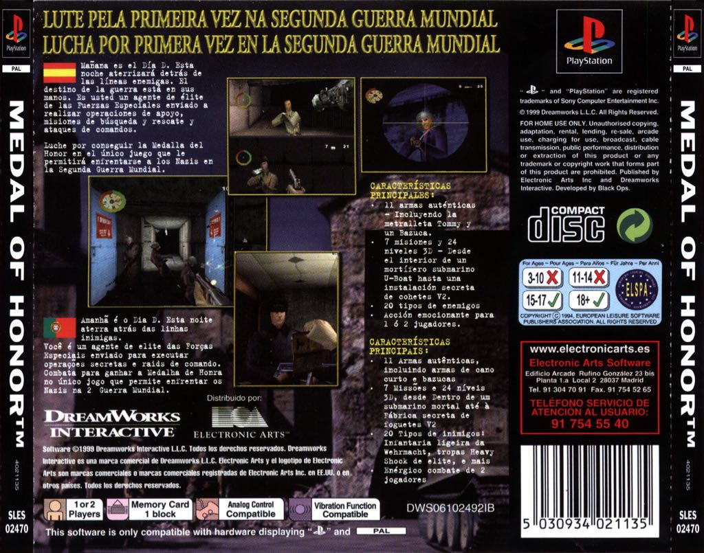 MEDAL OF HONOR - Sony PlayStation (Electronic Arts/EA Games) video game collectible [Barcode 5030932025340] - Main Image 2