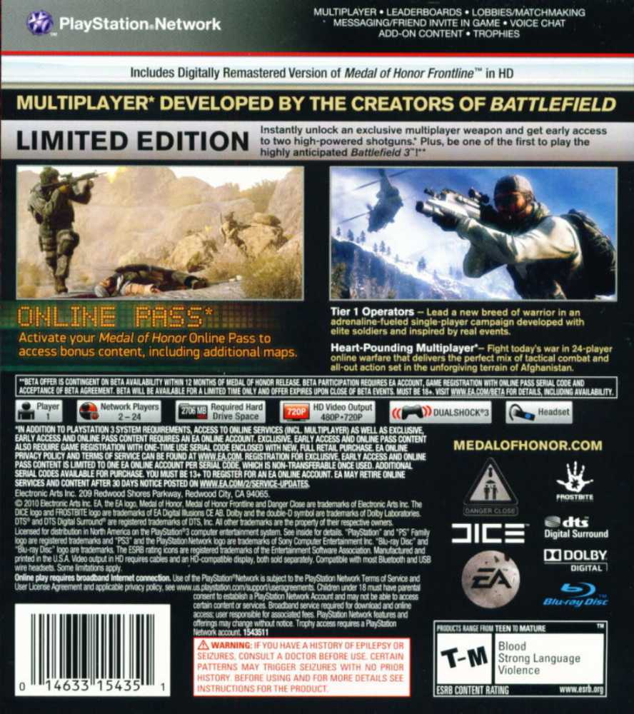 Medal Of Honor (2010) - Sony PlayStation 3 (PS3) (Electronic Arts - 1) video game collectible - Main Image 2