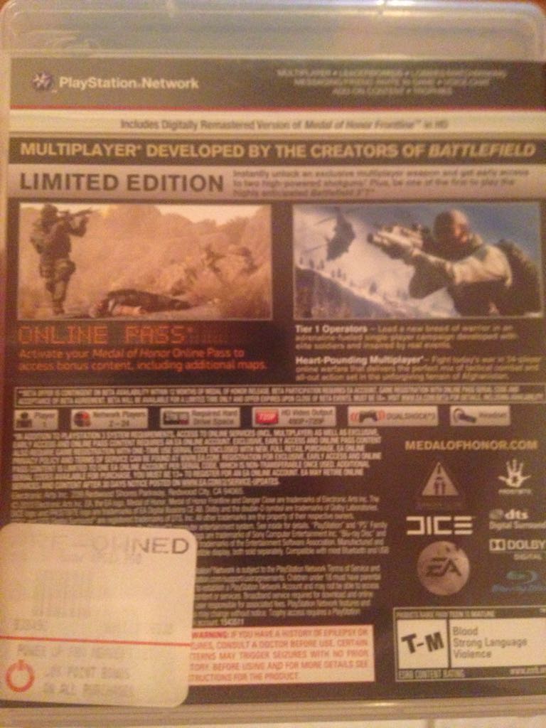 Medal of Honor - Sony PlayStation 3 (PS3) (Electronic Arts - 1-24) video game collectible - Main Image 2