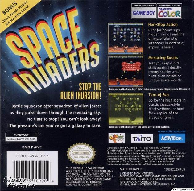 Space Invaders - Nintendo Game Boy (Activision - 1) video game collectible [Barcode 047875803138] - Main Image 2