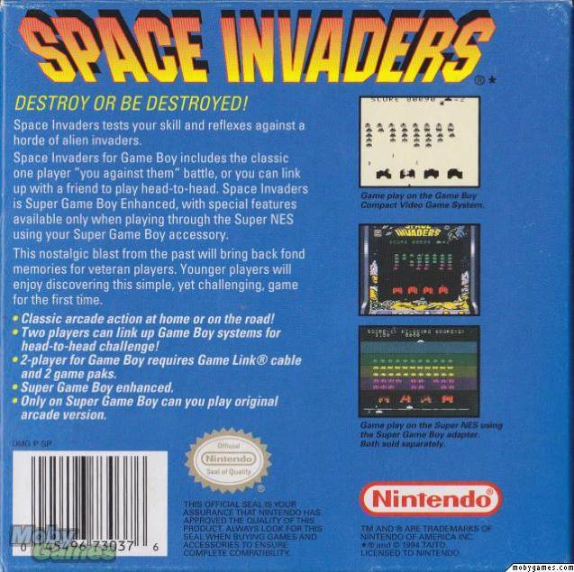 Space Invaders - Nintendo Game Boy video game collectible - Main Image 2