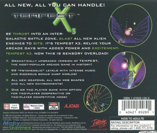 Tempest X3 - Sony PlayStation (Interplay Entertainment - 2) video game collectible [Barcode 040421892891] - Main Image 2