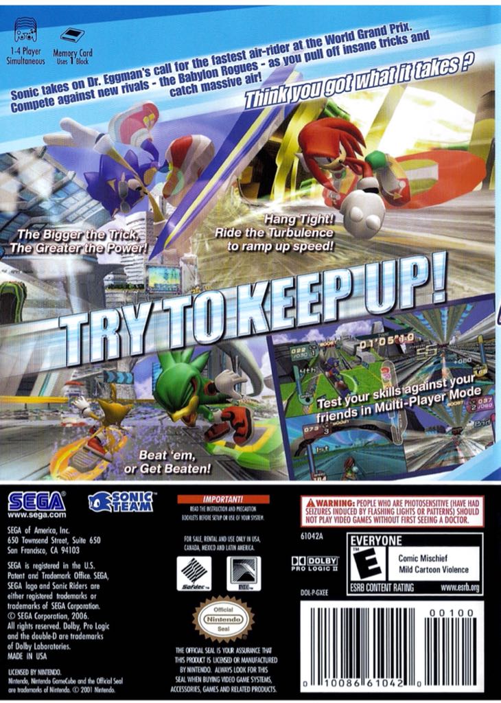 Sonic Riders - Nintendo GameCube (Sega - 0004) video game collectible [Barcode 5060004767267] - Main Image 2