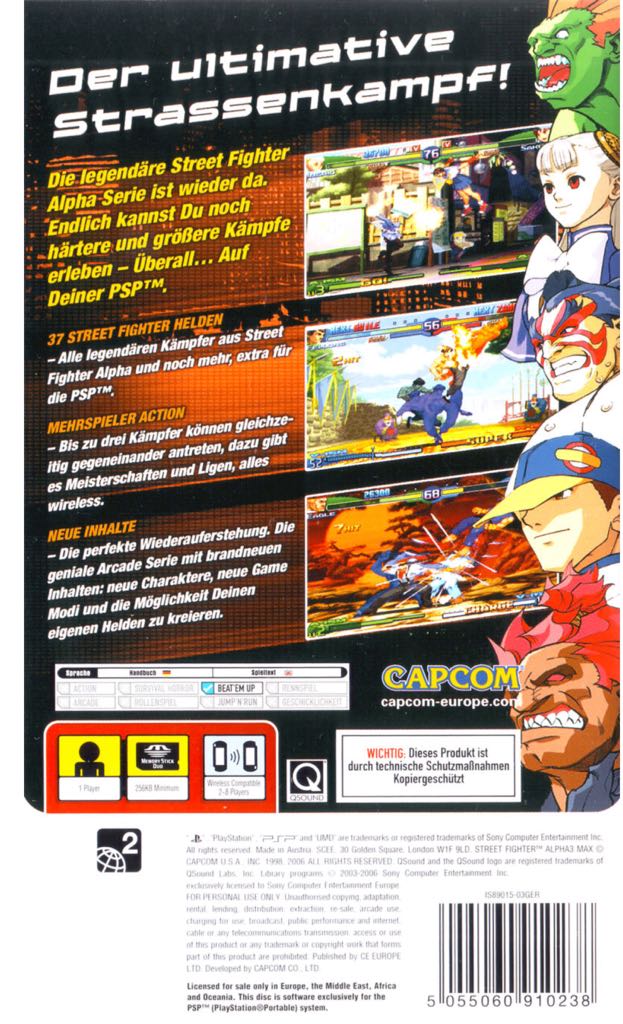 Street Fighter Alpha 3 Max - Sony PlayStation Portable (PSP) (Capcom - 2) video game collectible [Barcode 0013388270033] - Main Image 2