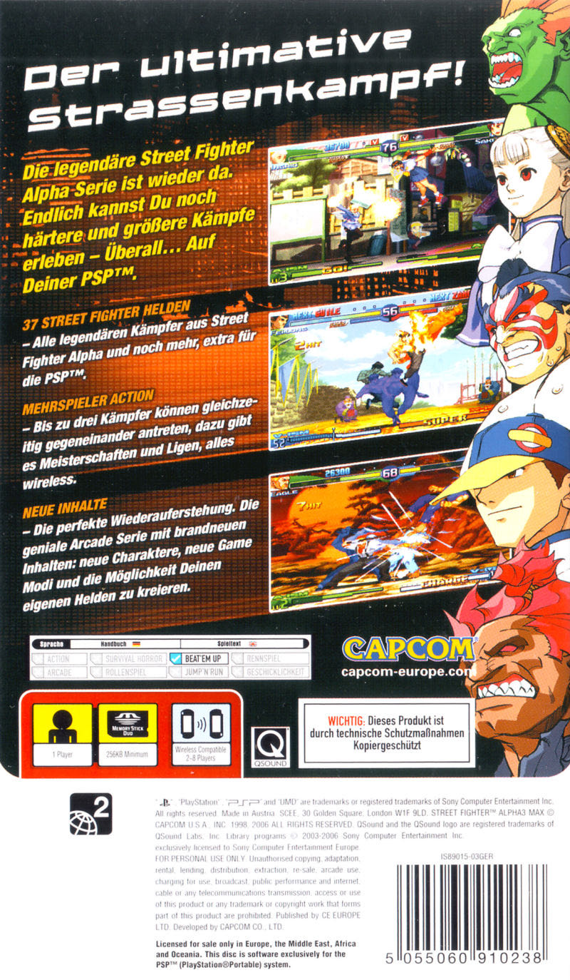 Street Fighter Alpha 3 Max - Sony PlayStation Portable (PSP) (Capcom - 8) video game collectible [Barcode 5055060910511] - Main Image 2