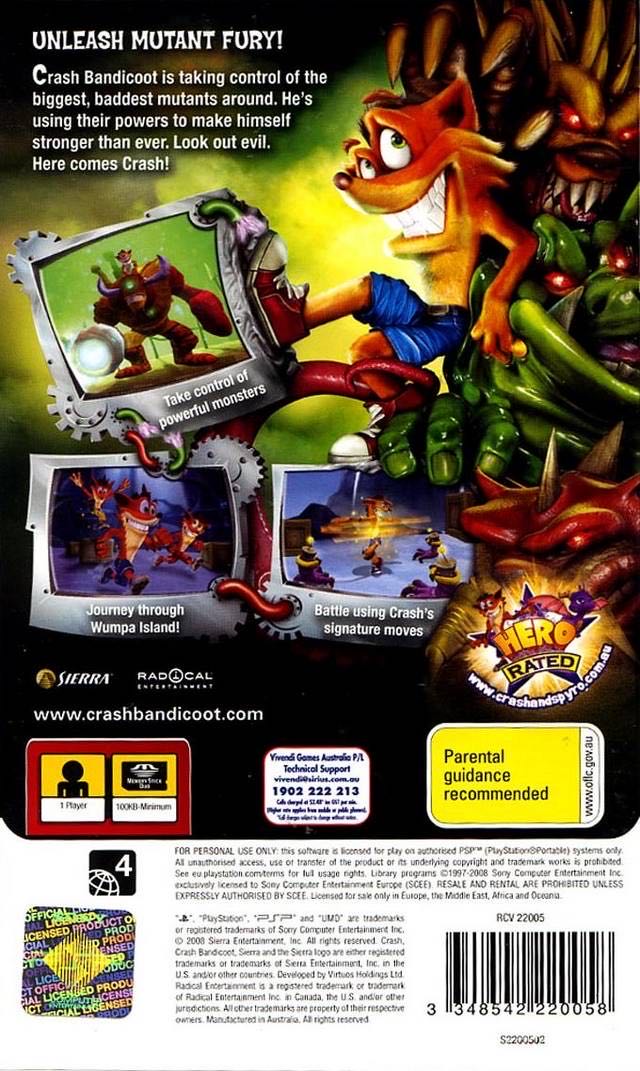 Crash Herrscher der Mutanten - Microsoft Xbox 360 (Sierra Entertainment, Vivendi Games - 1-2) video game collectible [Barcode 3348542219731] - Main Image 2