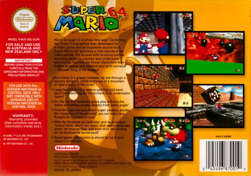 Super Mario 64 - Nintendo 64 (N64) (Nintendo - 1) video game collectible [Barcode 0645496060017] - Main Image 2