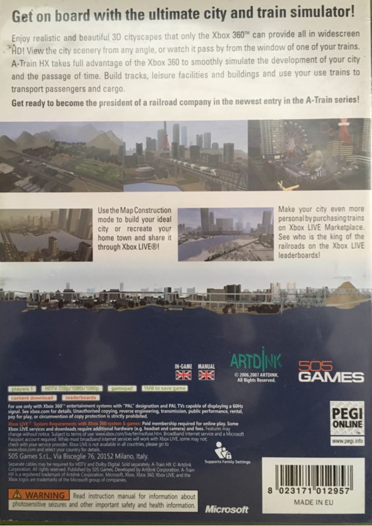 A-Train HX - Microsoft Xbox 360 (505 Games - 1) video game collectible [Barcode 8023171012957] - Main Image 2