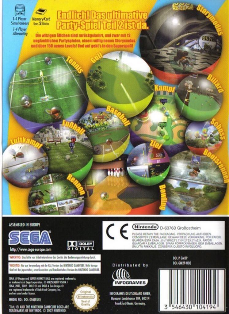 Super Monkey Ball 2 - Nintendo GameCube (Sega - 1-4) video game collectible [Barcode 3546430104187] - Main Image 2