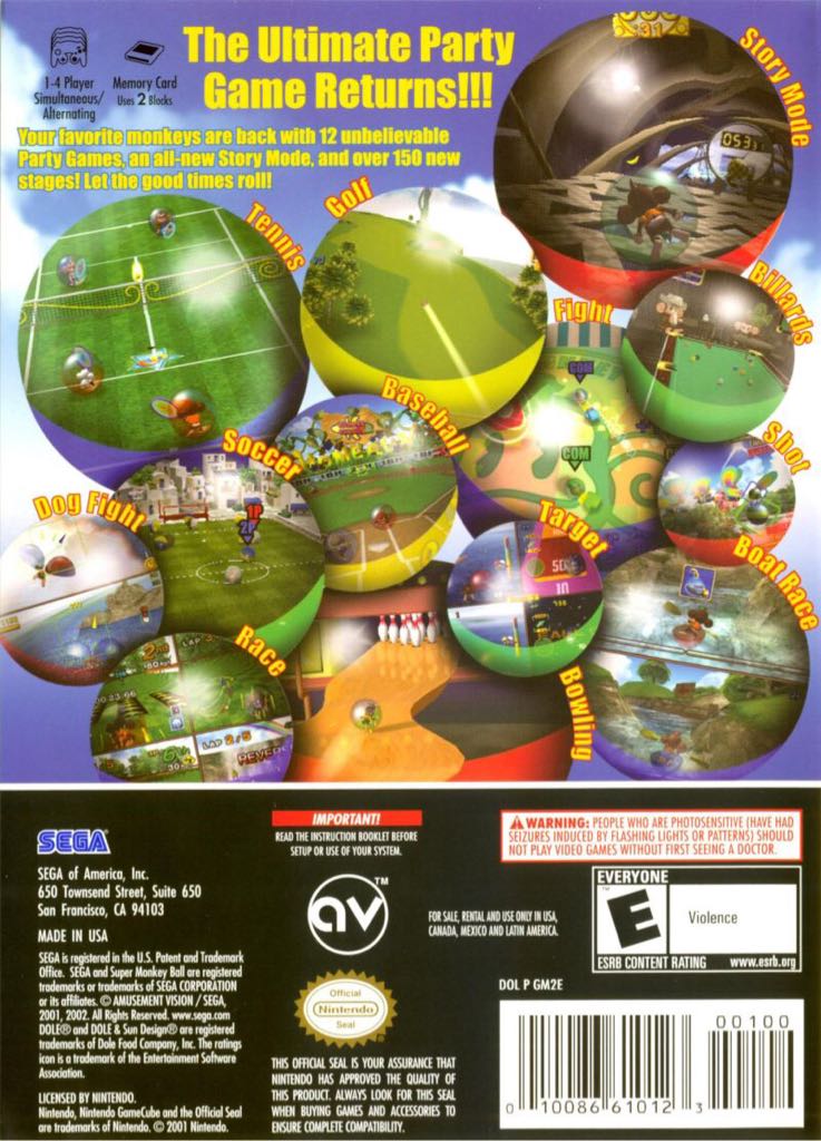 Super Monkey Ball 2 - Nintendo GameCube (SEGA CORPORATION - 4) video game collectible [Barcode 3546430104217] - Main Image 2