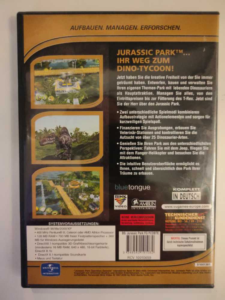 Jurassic Park - Operation Genisis - PC video game collectible [Barcode 3348542191082] - Main Image 2