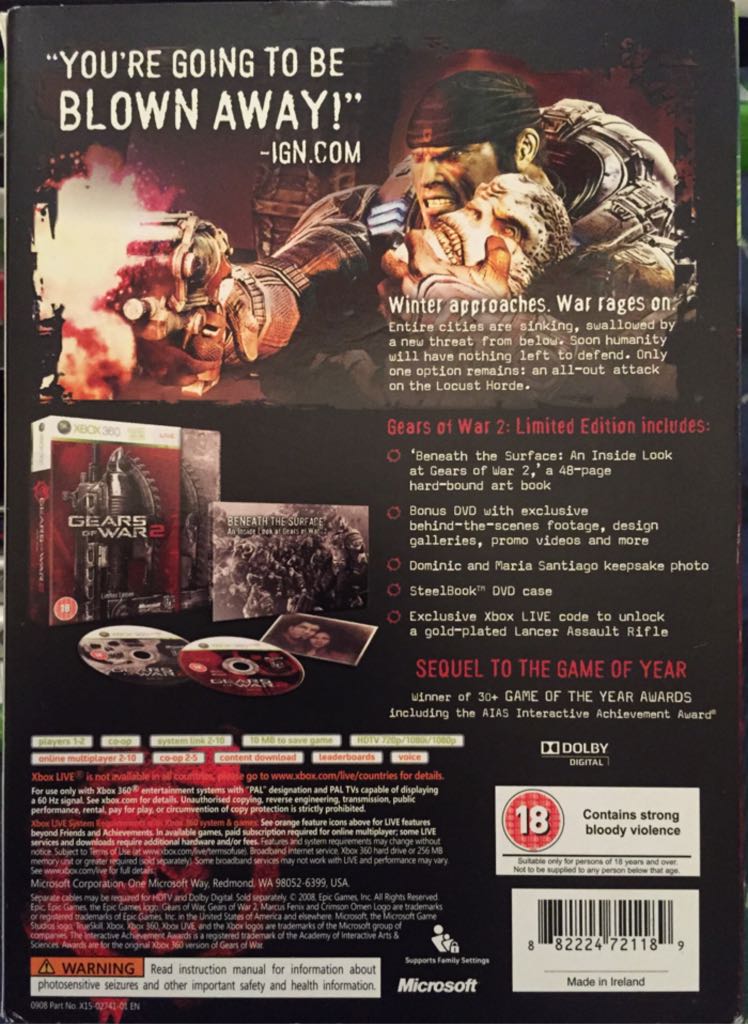Gears Of War 2 - Microsoft Xbox 360 (Microsoft Game Studios - 10) video game collectible [Barcode 882224721189] - Main Image 2