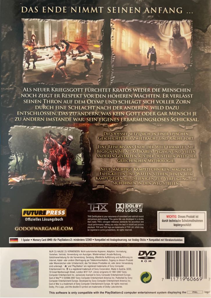 God of War 2 - Sony PlayStation 2 (PS2) (Sony Entertainment America - 1) video game collectible [Barcode 711719606697] - Main Image 2