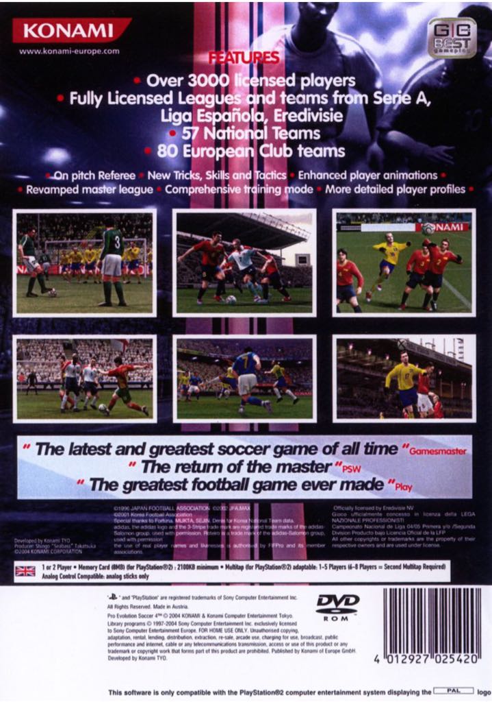 Pro Evolution Soccer 4 - Sony PlayStation 2 (PS2) (Konami - 2) video game collectible [Barcode 4012927025437] - Main Image 2