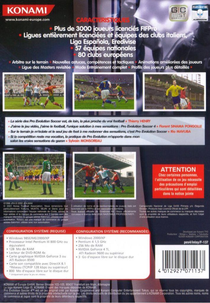 Pro Evolution Soccer 4 - Sony PlayStation 2 (PS2) (Konami - 1-4) video game collectible - Main Image 2