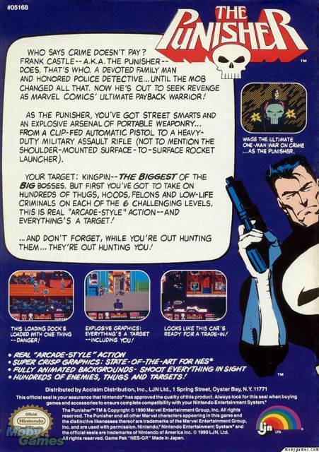 The Punisher - Nintendo Entertainment System (NES) (Ljn Toys Ltd. - 1) video game collectible [Barcode 023582051680] - Main Image 2