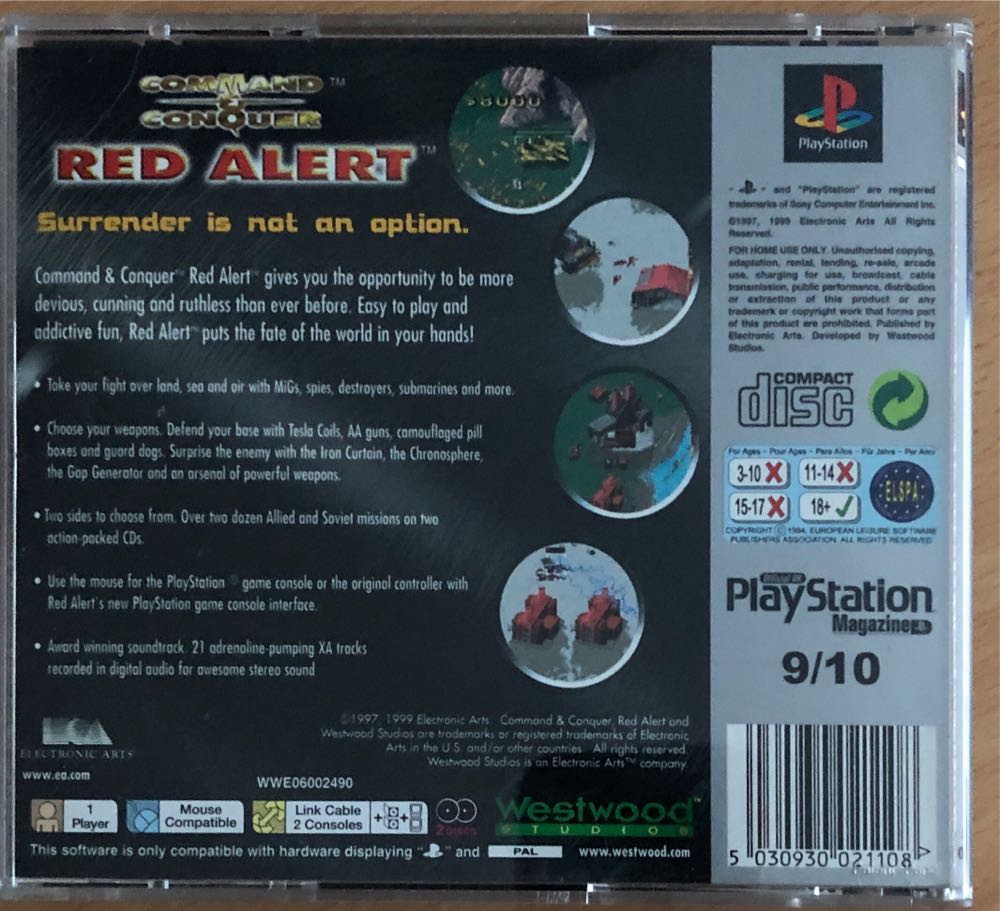 Command and Conquer Red Alert - Platinum - Sony PlayStation (Virgin Interactive - 1) video game collectible [Barcode 5030930021108] - Main Image 2