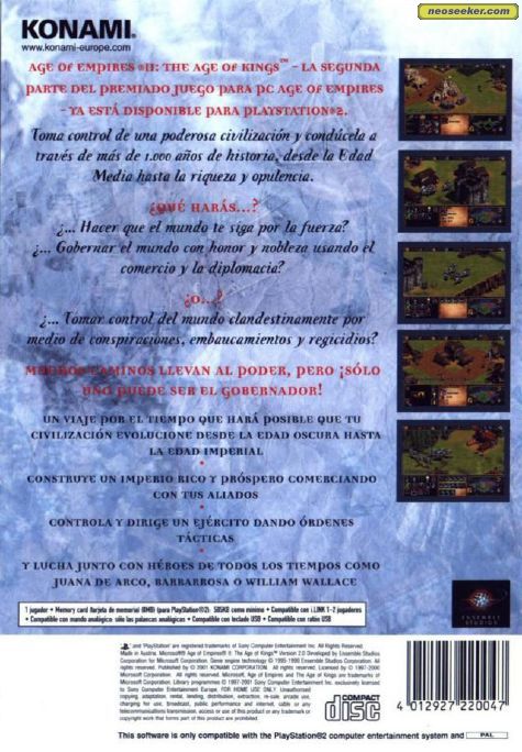 Age Of Empires II: The Age Of Kings - Sony PlayStation 2 (PS2) (Konami - 1) video game collectible [Barcode 4012927022801] - Main Image 2