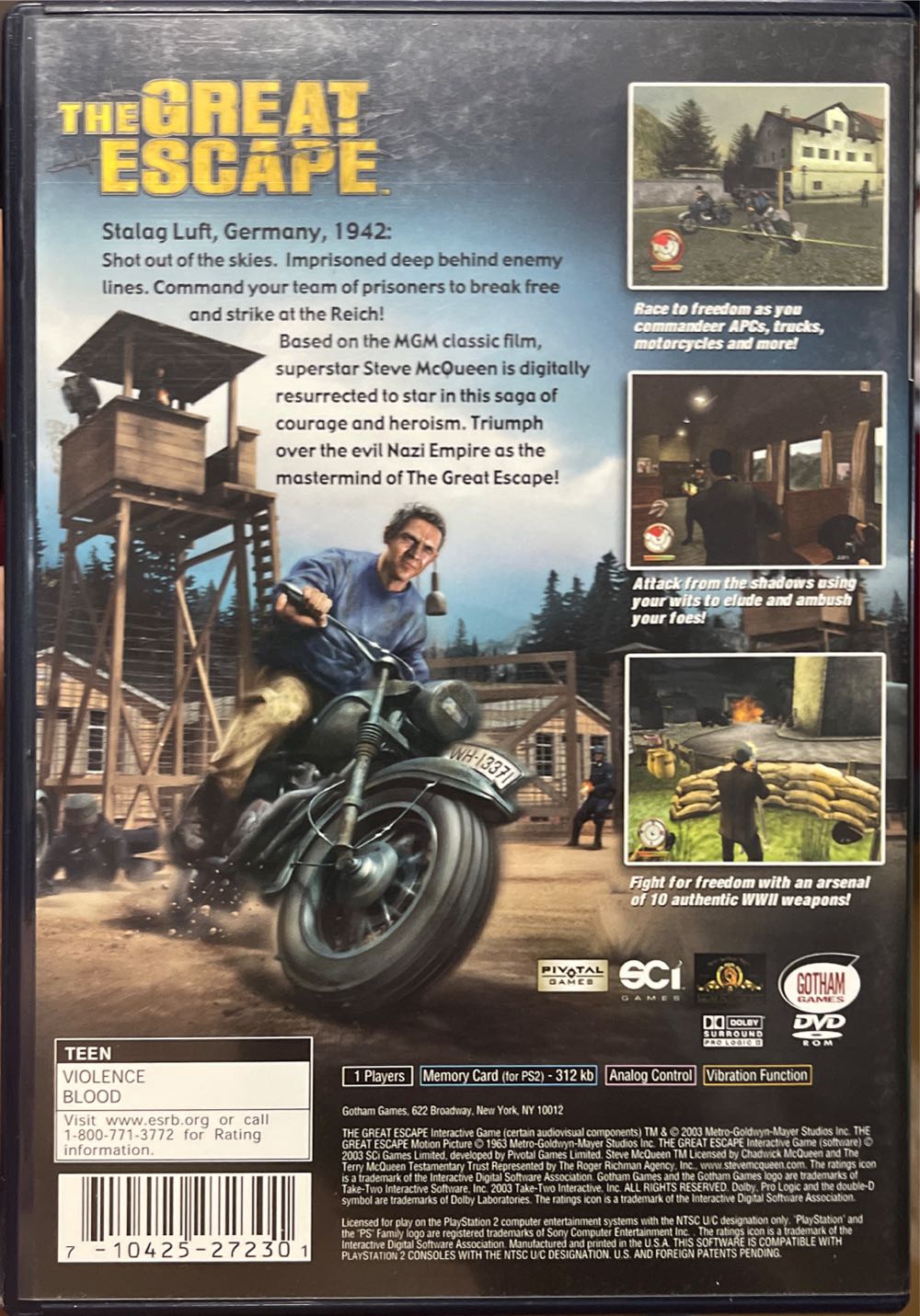 The Great Escape - Sony PlayStation 2 (PS2) (Gotham Games - 1) video game collectible [Barcode 710425272301] - Main Image 3