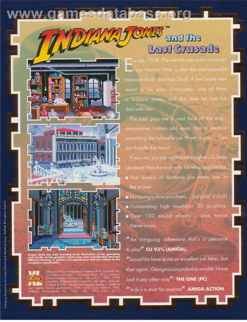 Indiana Jones and the Last Crusade - Sega Game Gear (Sega - 1) video game collectible [Barcode 01431254] - Main Image 2