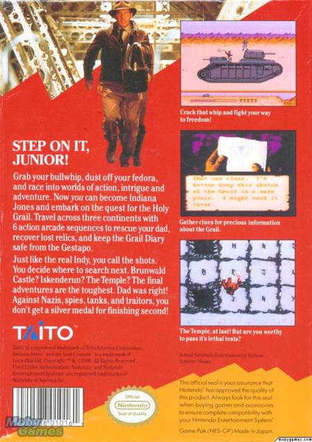 Indiana Jones And The Last Crusade - Nintendo Entertainment System (NES) (Taito) video game collectible - Main Image 2