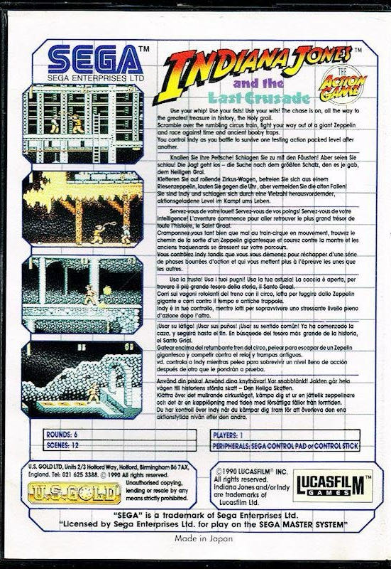 Indiana Jones And The Last Crusade - Sega Master System (1) video game collectible - Main Image 2