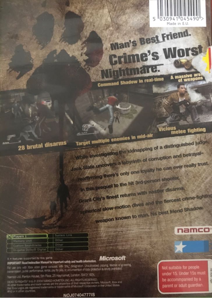 Dead to Rights 2 - Microsoft Xbox (Microsoft - 1) video game collectible [Barcode 5030941045490] - Main Image 2