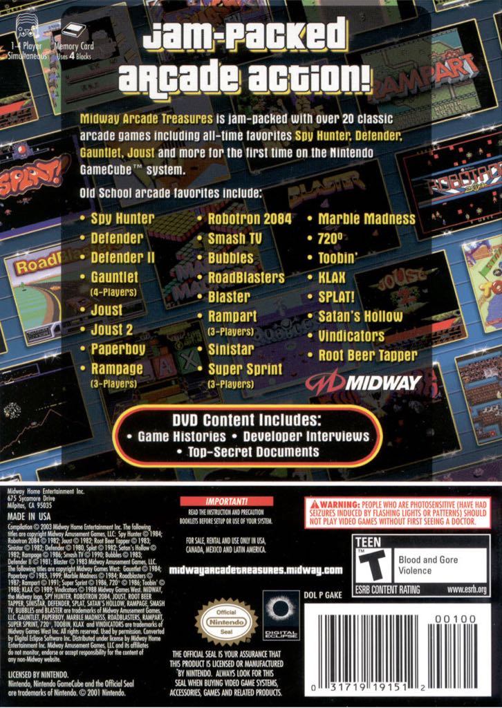 Midway Arcade Treasures - Nintendo GameCube (Midway - 4) video game collectible [Barcode 031719191512] - Main Image 2