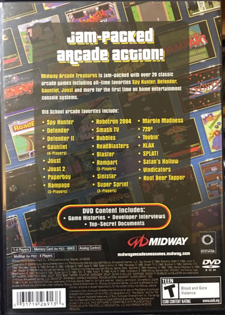 Midway Arcade Treasures - Sony PlayStation 2 (PS2) (Midway - 1-2) video game collectible [Barcode 031719900312] - Main Image 2