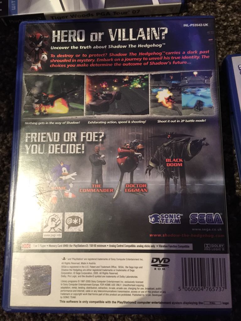 Shadow The Hedgehog - Sony PlayStation 2 (PS2) (Sega - 2) video game collectible [Barcode 5060004765737] - Main Image 2