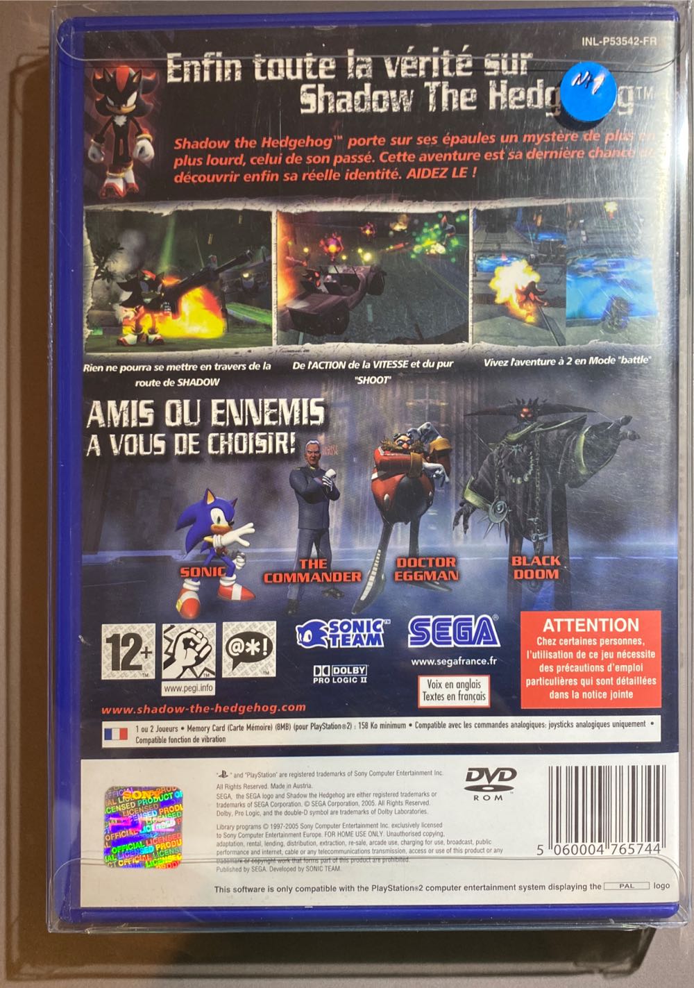 Shadow The Hedgehog - Sony PlayStation 2 (PS2) (Sega - 1-2) video game collectible [Barcode 5060004765744] - Main Image 4