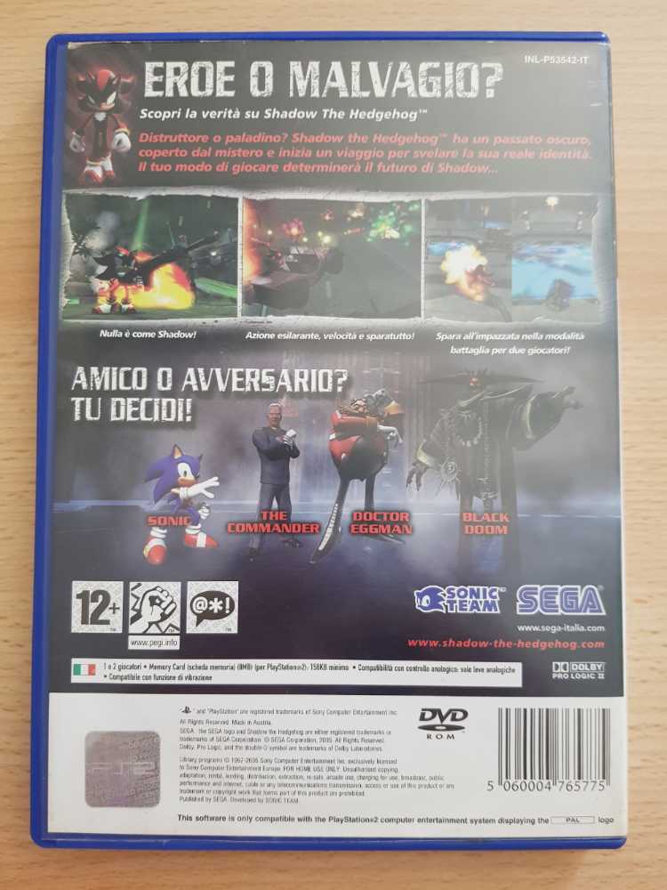 Shadow The Hedgehog - Sony PlayStation 2 (PS2) (2) video game collectible [Barcode 5060004765775] - Main Image 2