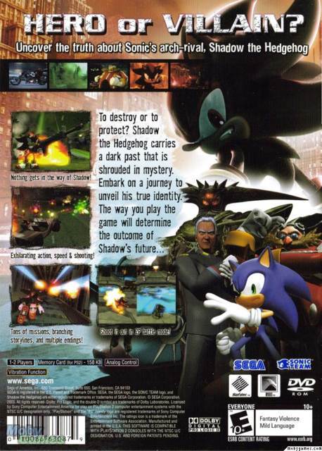 Shadow The Hedgehog - Sony PlayStation 2 (PS2) (SEGA of America, Inc. - 2) video game collectible - Main Image 2