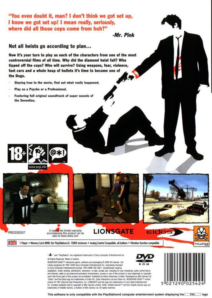 Reservoir Dogs - Sony PlayStation 2 (PS2) video game collectible - Main Image 2