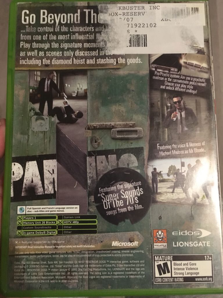 Reservoir Dogs - Microsoft Xbox (Eidos) video game collectible - Main Image 2