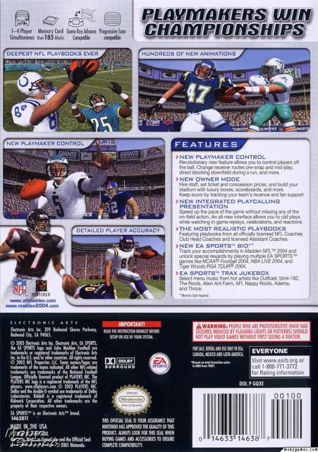 Madden 2004 - Nintendo GameCube video game collectible - Main Image 2
