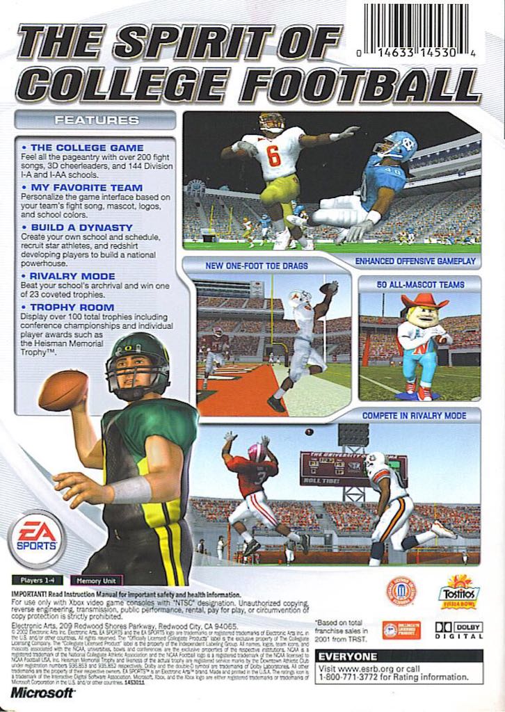NCAA Football 2003 - Microsoft Xbox (Ea Sports - 1-4) video game collectible [Barcode 014633145304] - Main Image 2