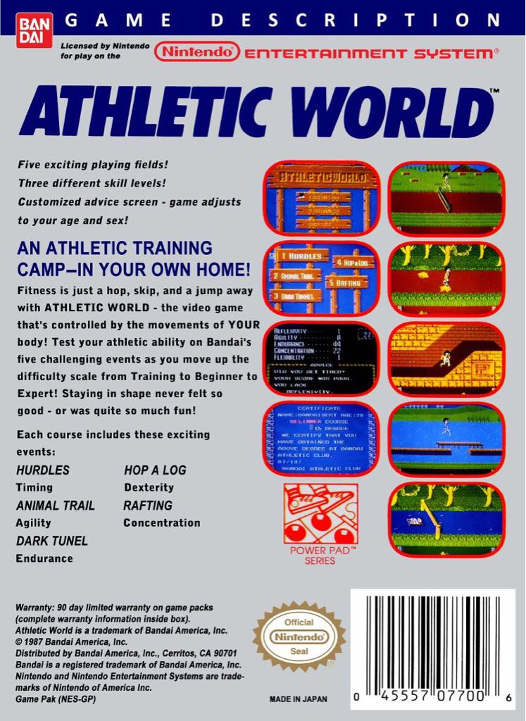 Athletic World - Nintendo Entertainment System (NES) (Bandai - 1) video game collectible - Main Image 2