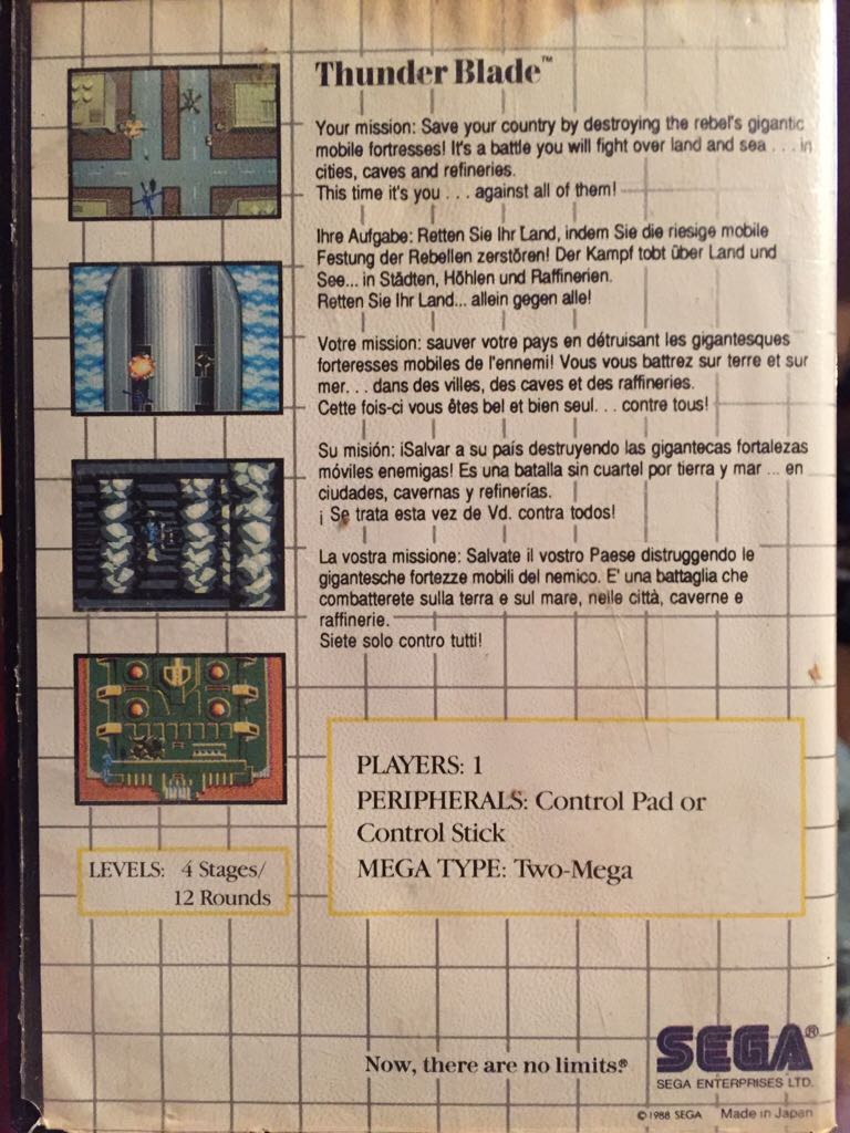 Thunder Blade - Sega Master System (Sega - 1) video game collectible [Barcode 010086070118] - Main Image 2