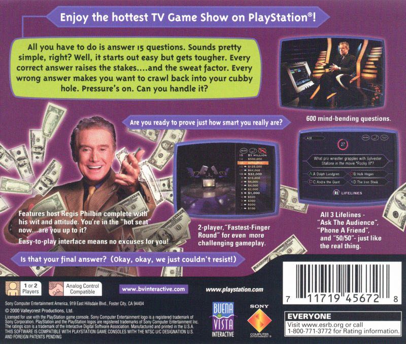 Who Wants To Be A Millionaire? 2nd Edition - Sony PlayStation (Buena Vista Interactive - 4) video game collectible [Barcode 5032921014793] - Main Image 2