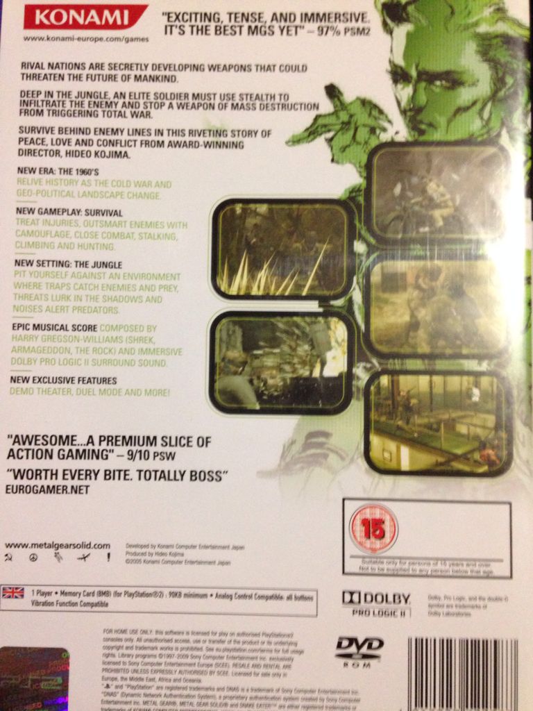 Metal Gear Solid 3 Snake Eater - Sony PlayStation 2 (PS2) (Konami) video game collectible [Barcode 4012927122587] - Main Image 2