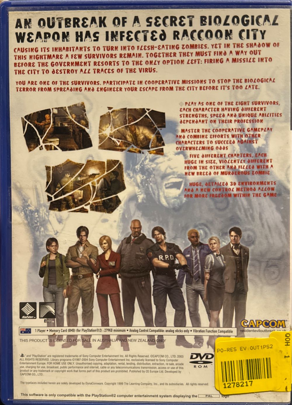 Resident Evil: Outbreak - Sony PlayStation 2 (PS2) (Capcom - 1) video game collectible [Barcode 5055060921944] - Main Image 2