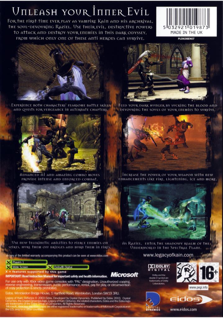 Legacy Of Kain Defiance - Microsoft Xbox (Eidos Interactive - 1) video game collectible [Barcode 0788687200127] - Main Image 2