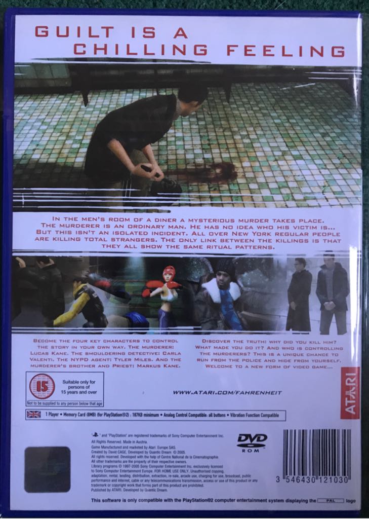 Fahrenheit - Sony PlayStation 2 (PS2) video game collectible [Barcode 3546430501030] - Main Image 2