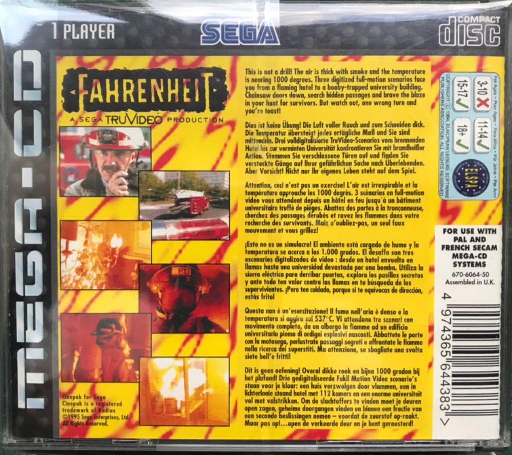 Fahrenheit - Sega Mega CD video game collectible [Barcode 4974365644383] - Main Image 2