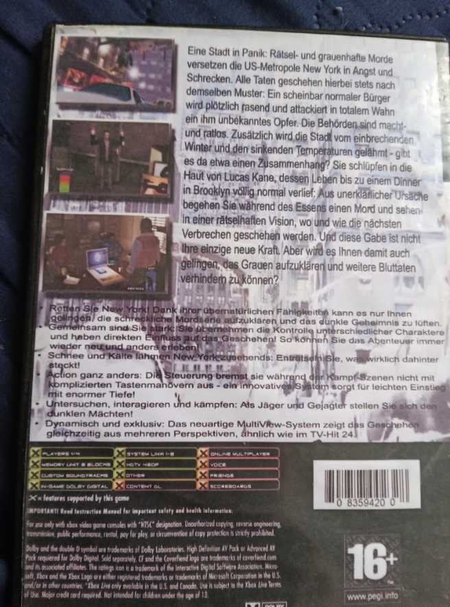 Fahrenheit - Sony PlayStation 2 (PS2) (Atari - 1) video game collectible - Main Image 2