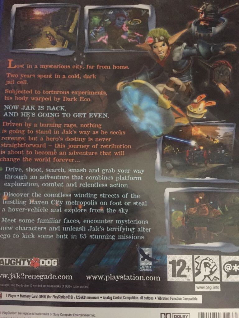 Jak II: Renegade - Sony PlayStation 2 (PS2) (Sony Computer Entertainment - 1) video game collectible [Barcode 711719637011] - Main Image 2