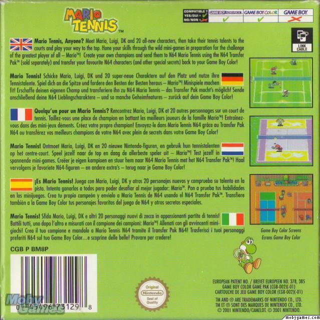 Mario Tennis - Nintendo Game Boy Color (Nintendo - 1) video game collectible [Barcode 045496731298] - Main Image 2