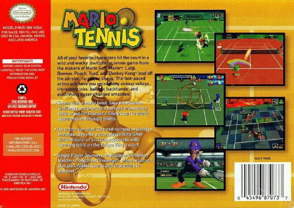Mario Tennis - Nintendo 64 (N64) (Nintendo) video game collectible - Main Image 2