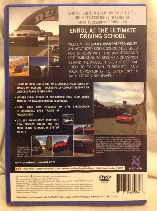 Gran Turismo 4 ”Prologue” - Sony PlayStation 2 (PS2) (Sony Computer Entertainment - 2) video game collectible [Barcode 711719639848] - Main Image 2